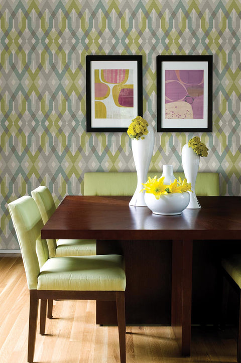 Harbour Green Lattice Wallpaper