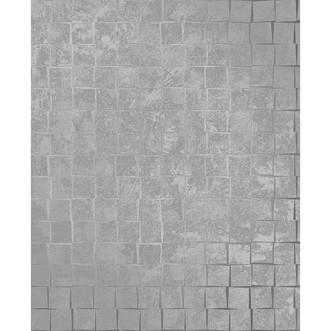 Evolve Cubist Silver Geometric Wallpaper