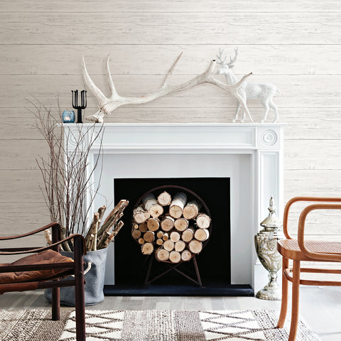 White Washed Boards Cream Shiplap Wallpaper