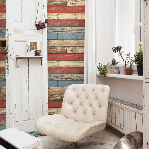 Scrap Wood Red Weathered Texture Wallpaper