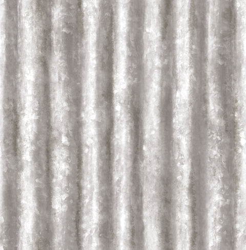 Corrugated Metal Silver Industrial Texture Wallpaper