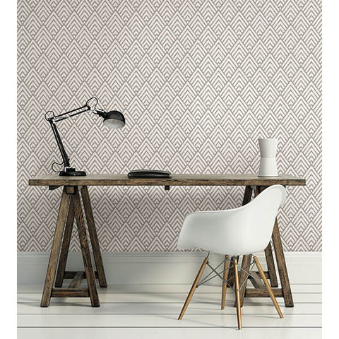 For Your Bath III Vertex Taupe Diamond Geometric Wallpaper