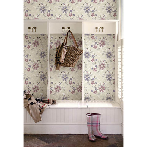 For Your Bath III Chloe Purple Floral Wallpaper