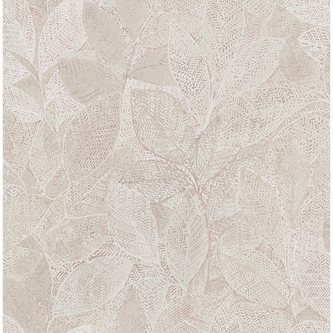 For Your Bath III Niabi Pink Leaves Wallpaper
