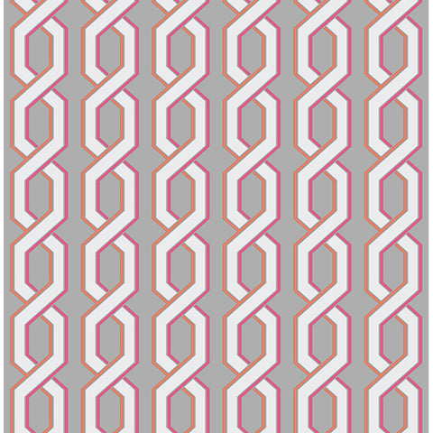 For Your Bath III Twist Pink Geometric Wallpaper