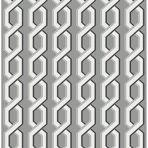 For Your Bath III Twist Black Geometric Wallpaper