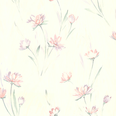 For Your Bath III Gloria Peach Floral Wallpaper