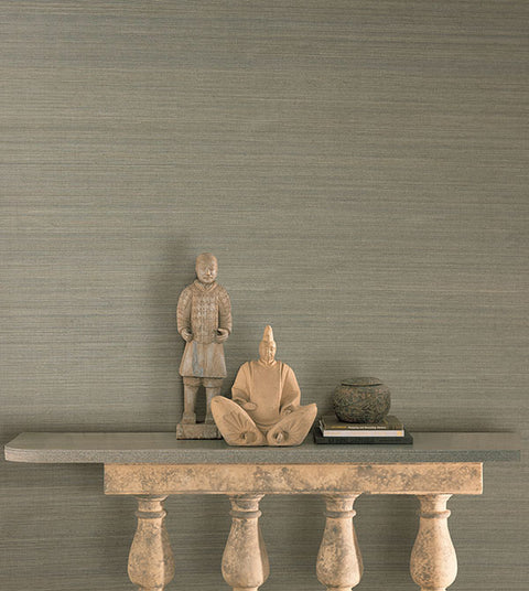 Salisbury Grey Grasscloth Wallpaper