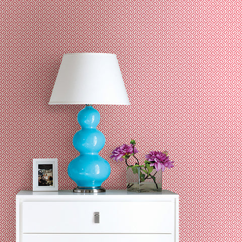 2744-24100 Sete Coral Greek Key Wallpaper