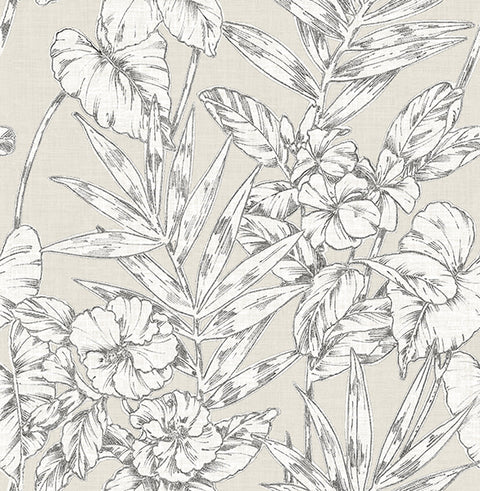 2744-24104 Fiji Beige Floral Wallpaper