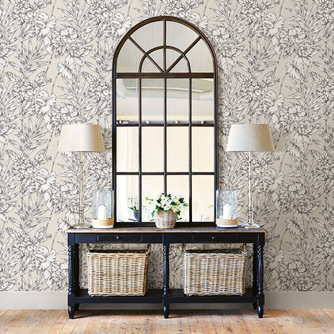 2744-24104 Fiji Beige Floral Wallpaper