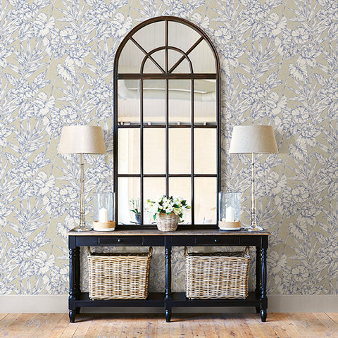 2744-24107 Fiji Navy Floral Wallpaper