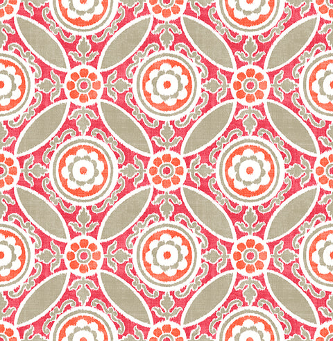 2744-24113 Maya Pink Medallion Wallpaper
