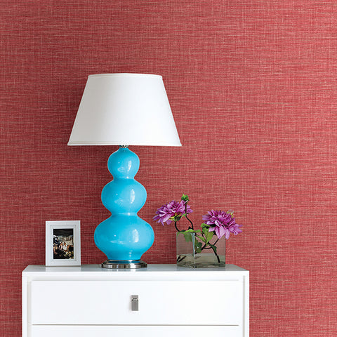 2744-24117 Exhale Coral Faux Grasscloth Wallpaper