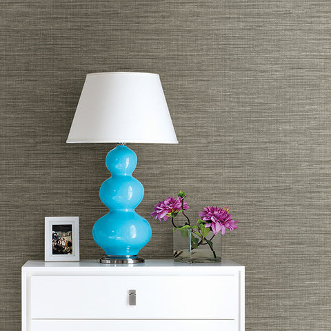 2744-24119 Exhale Grey Faux Grasscloth Wallpaper