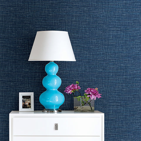 2744-24120 Exhale Denim Faux Grasscloth Wallpaper