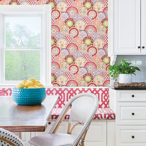 2744-24149 Laguna Pink Plate Wallpaper