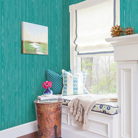 2744-24156 Illusion Aqua Faux Wood Wallpaper