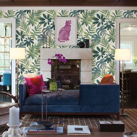 2763-24200 Nocturnum White Leaf Wallpaper