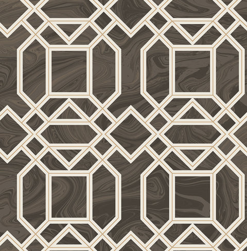 2763-24221 Daphne Brown Trellis Wallpaper