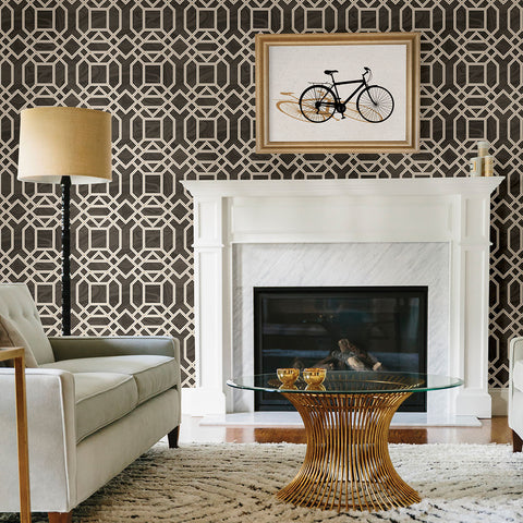 2763-24221 Daphne Brown Trellis Wallpaper