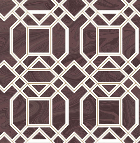 2763-24223 Daphne Maroon Trellis Wallpaper