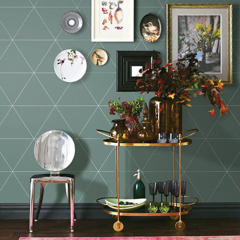 2763-24225 Twilight Green Geometric Wallpaper
