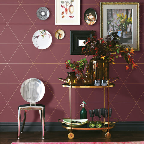 2763-24226 Twilight Red Geometric Wallpaper