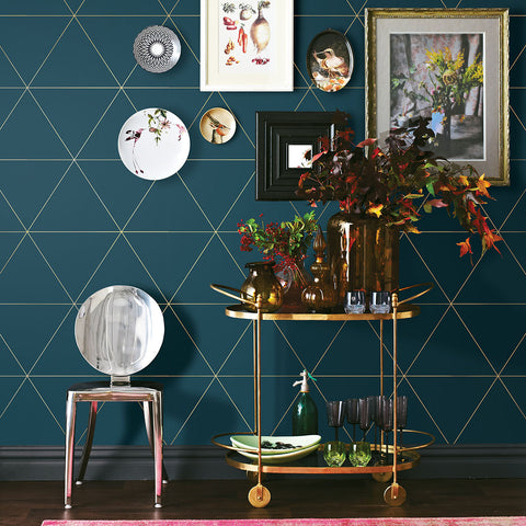 2763-24228 Twilight Teal Geometric Wallpaper