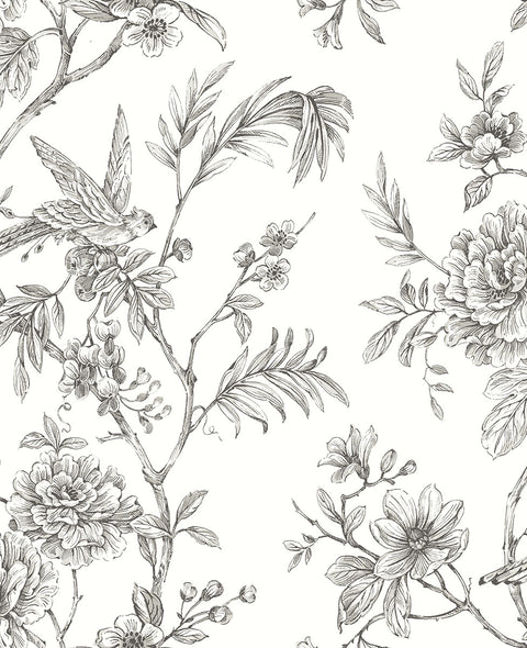 2763-24237 Jessamine Grey Floral Trail Wallpaper