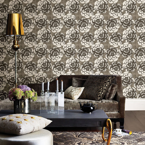 2763-24239 Fanciful Brown Floral Wallpaper
