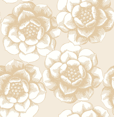 2763-24241 Fanciful Gold Floral Wallpaper