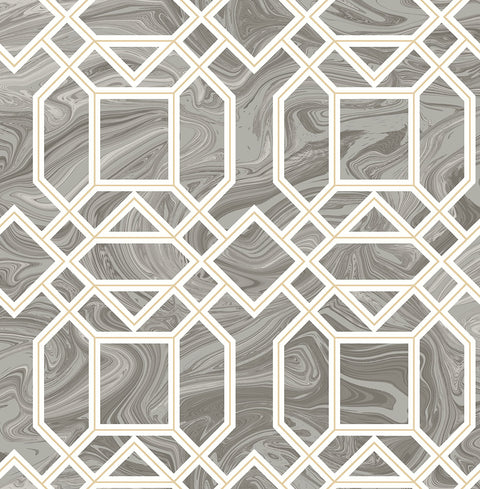 2763-24245 Daphne Grey Trellis Wallpaper