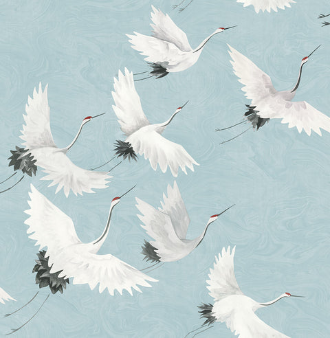 2764-24300 Windsong Blue Crane Wallpaper