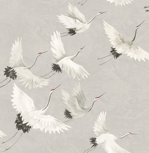 2764-24304 Windsong Grey Crane Wallpaper