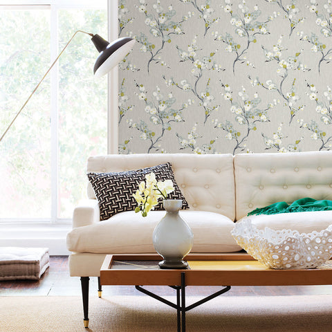 2764-24308 Bliss Blue Blossom Wallpaper
