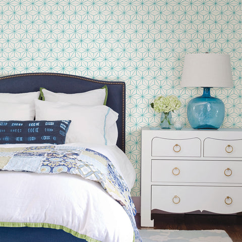 2764-24311 Orion Turquoise Geometric Wallpaper
