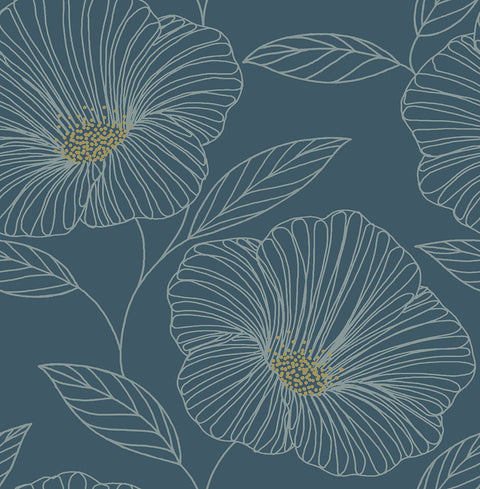2764-24318 Mythic Blue Floral Wallpaper