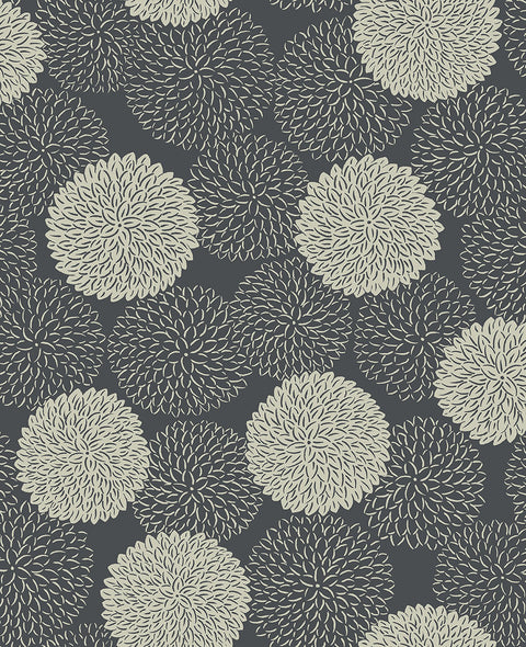 2764-24327 Blithe Charcoal Floral Wallpaper