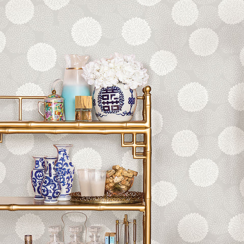 2764-24328 Blithe Taupe Floral Wallpaper