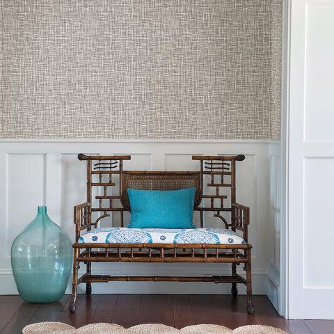 2764-24329 Shanti Grey Grid Wallpaper
