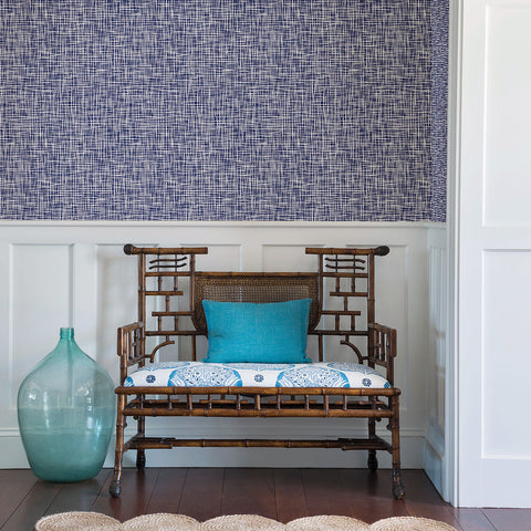 2764-24330 Shanti Blue Grid Wallpaper