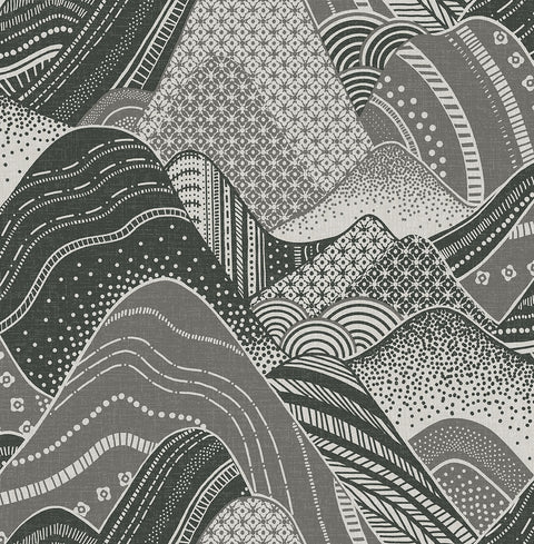 2764-24331 Meru Dark Grey Mountain Wallpaper