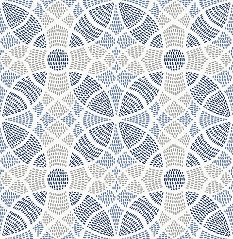 2764-24335 Zazen Blue Geometric Wallpaper