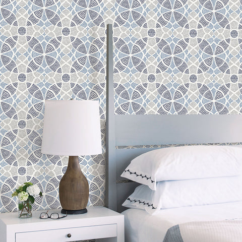 2764-24335 Zazen Blue Geometric Wallpaper