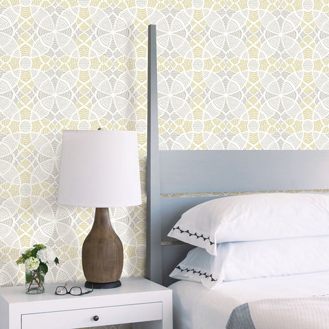 2764-24338 Zazen Yellow Geometric Wallpaper