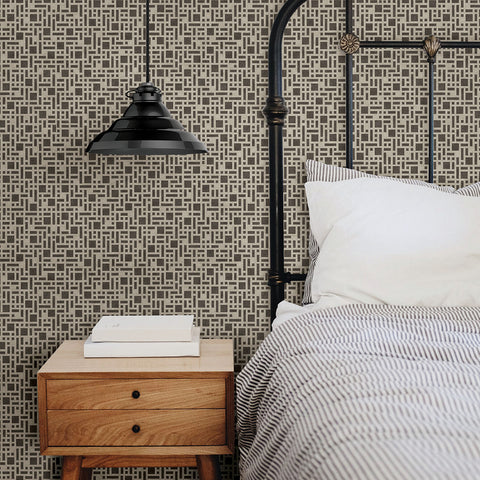 2764-24340 Bento Brown Geometric Wallpaper