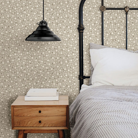 2764-24342 Bento Taupe Geometric Wallpaper