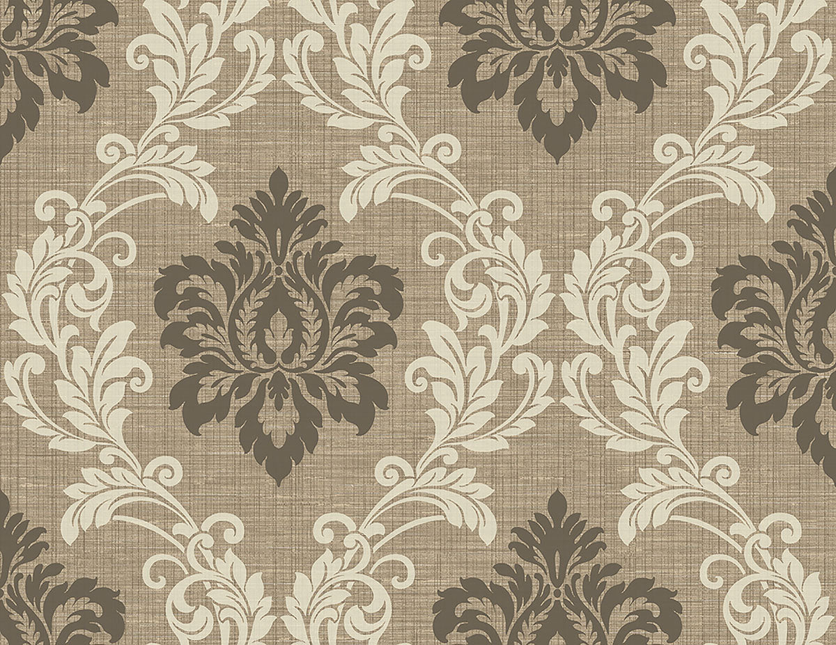 2765-BW40101 Adela Light Brown Twill Damask Wallpaper | The Fabric Co
