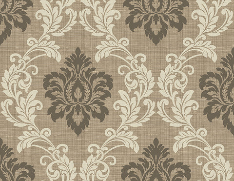 Adela Light Brown Twill Damask Wallpaper